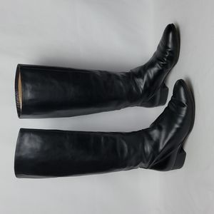 Guazzo Genuine Leather Tall Boots Round Toe Black Made in Italy Minimalist